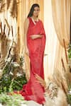 Buy_Tasuvure Indes_Red Rich Pleated Fabric Saree Gown  _Online_at_Aza_Fashions