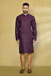 Buy_Arihant Rai Sinha_Purple Kurta Viscose Cotton Embroidered Sequins Set _Online_at_Aza_Fashions