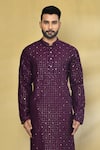 Shop_Arihant Rai Sinha_Purple Kurta Viscose Cotton Embroidered Sequins Set _Online_at_Aza_Fashions