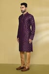 Arihant Rai Sinha_Purple Kurta Viscose Cotton Embroidered Sequins Set _at_Aza_Fashions