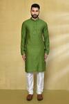 Buy_Arihant Rai Sinha_Green Viscose, Cotton, Polyester Sequins, Embroidery Jaal Thread Kurta Set_Online_at_Aza_Fashions