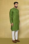 Arihant Rai Sinha_Green Viscose, Cotton, Polyester Sequins, Embroidery Jaal Thread Kurta Set_at_Aza_Fashions