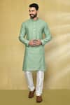 Buy_Arihant Rai Sinha_Green Viscose, Cotton, Polyester Embroidery Floral Kurta And Churidar Set _at_Aza_Fashions
