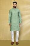 Buy_Arihant Rai Sinha_Green Viscose, Cotton, Polyester Embroidery Floral Kurta And Churidar Set _Online_at_Aza_Fashions
