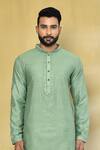 Shop_Arihant Rai Sinha_Green Viscose, Cotton, Polyester Embroidery Floral Kurta And Churidar Set _Online_at_Aza_Fashions