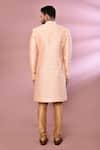 Shop_Arihant Rai Sinha_Peach Jacquard, Silk Embroidery Floral Woven Jacket Kurta And Churidar Set _at_Aza_Fashions
