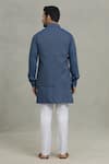 Shop_Spring Break_Blue Cotton Stripe Pattern Bundi And Kurta Set _at_Aza_Fashions