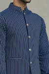 Shop_Spring Break_Blue Cotton Stripe Pattern Bundi And Kurta Set _Online_at_Aza_Fashions