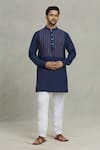 Buy_Spring Break_Blue Cotton Stripe Pattern Kurta Set For Kids_at_Aza_Fashions