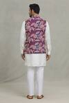 Shop_SPRING BREAK_Pink Rayon Embroidery Botanical Print Nehru Jacket _at_Aza_Fashions
