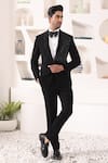 Buy_KUSTOMEYES_Black Blended Rayon Embroidery Cutdana Placement Tuxedo Set 