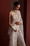 Buy_Tarini Vij_White Peplum Kurta And Sharara Georgette Faiza Floral Blossom Set _Online_at_Aza_Fashions