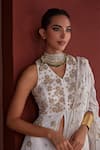 Shop_Tarini Vij_White Peplum Kurta And Sharara Georgette Faiza Floral Blossom Set _Online_at_Aza_Fashions