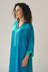 Buy_Label Mansi Nagdev_Blue Modal Silk Embellished Bead Matilda Ombre Asymmetric Kurta With Pant 