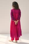 Shop_Label Mansi Nagdev_Pink Modal Silk Embellished Sequin V-neck Ophelia Ombre Kurta With Pant _at_Aza_Fashions