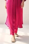 Label Mansi Nagdev_Pink Modal Silk Embellished Sequin V-neck Ophelia Ombre Kurta With Pant _Online_at_Aza_Fashions