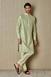 Buy_Asuka_Green Embroidered Resham Work Striped Kurta Set _at_Aza_Fashions