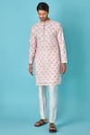 Buy_Asuka_Off White Jacquard Printed And Embroidered Diamond Jaal & Thread Kurta Set _at_Aza_Fashions