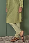 Shop_Asuka_Green Chanderi Embroidered Resham Work Floral Jaal Kurta Set _Online_at_Aza_Fashions