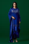 Buy_Meesa_Blue Kurta And Palazzo Chanderi Silk Embroidered Sequin Crystal Set  _at_Aza_Fashions