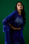 Buy_Meesa_Blue Kurta And Palazzo Chanderi Silk Embroidered Sequin Crystal Set  _Online_at_Aza_Fashions