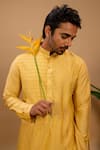 Shop_Agape_Yellow Cotton Silk Embroidered Braided Kurta And Churidar Set _Online_at_Aza_Fashions