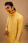 Agape_Yellow Cotton Silk Embroidered Braided Kurta And Churidar Set _at_Aza_Fashions