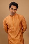 Buy_Agape_Orange Silk Embroidered Plain Straight Kurta And Churidar Set