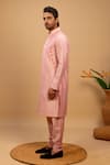 Agape_Pink Cotton Silk Cross Pintucked Yoke Kurta And Churidar Set_Online_at_Aza_Fashions