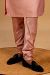 Agape_Pink Cotton Silk Cross Pintucked Yoke Kurta And Churidar Set_at_Aza_Fashions