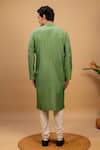 Shop_Agape_Green Cotton Silk Pleated Panel Kurta And Churidar Set _at_Aza_Fashions