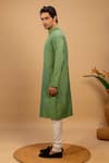 Agape_Green Cotton Silk Pleated Panel Kurta And Churidar Set _Online_at_Aza_Fashions