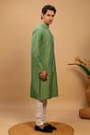 Buy_Agape_Green Cotton Silk Pleated Panel Kurta And Churidar Set _Online_at_Aza_Fashions