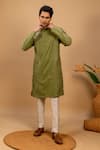 Buy_Agape_Green Cotton Embroidered Thread Quilted Kurta And Churidar Set _Online_at_Aza_Fashions