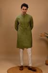 Buy_Agape_Green Silk Pleated Kurta And Trouser Set _at_Aza_Fashions