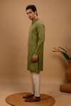 Agape_Green Silk Pleated Kurta And Trouser Set _Online_at_Aza_Fashions