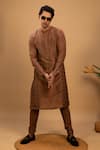 Buy_Agape_Brown Silk Pintucked Kurta And Churidar Set _at_Aza_Fashions