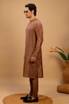 Agape_Brown Silk Pintucked Kurta And Churidar Set _Online_at_Aza_Fashions