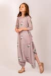 Pasha India_Brown Cotton Rayon Print Polka Rosa Dhoti Jumpsuit _Online_at_Aza_Fashions