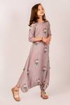 Shop_Pasha India_Brown Cotton Rayon Print Polka Rosa Dhoti Jumpsuit _Online_at_Aza_Fashions