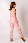 Buy_Pasha India_Pink Cotton, Rayon Embroidery Cherry Blossom Stripe Art Print Blazer With Pant _Online_at_Aza_Fashions