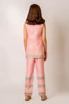 Shop_Pasha India_Pink Cotton, Rayon Embroidery Cherry Blossom Stripe Art Print Blazer With Pant _at_Aza_Fashions