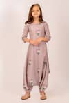 Buy_Pasha India_Brown Cotton Rayon Print Polka Rosa Dhoti Jumpsuit _at_Aza_Fashions