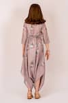 Shop_Pasha India_Brown Cotton Rayon Print Polka Rosa Dhoti Jumpsuit _at_Aza_Fashions