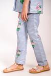 Shop_Pasha India_Blue Dull Satin Print Polka Blossom Blazer With Pant _Online_at_Aza_Fashions