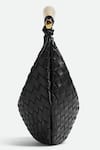 Pine and Drew_Black Checkered Woven Cecily Pure Leather Bag_Online_at_Aza_Fashions