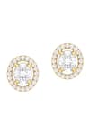 Buy_joules by radhika_Gold Plated Solitaire Stone Halo Charm Studs _at_Aza_Fashions