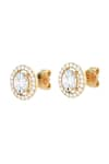 Shop_joules by radhika_Gold Plated Solitaire Stone Halo Charm Studs _at_Aza_Fashions