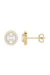 joules by radhika_Gold Plated Solitaire Stone Halo Charm Studs _Online_at_Aza_Fashions