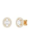 Buy_joules by radhika_Gold Plated Solitaire Stone Halo Charm Studs _Online_at_Aza_Fashions